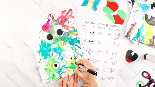 Learn how to draw a monster with our Monster How to Draw Prompt. The drawing prompt can be used to complete this easy art project for kids. 
