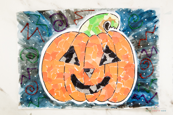 Image showing the complete Paper Collage Pumpkin Art.