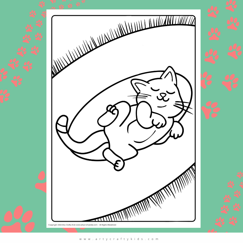 Sleeping Cat Coloring Page