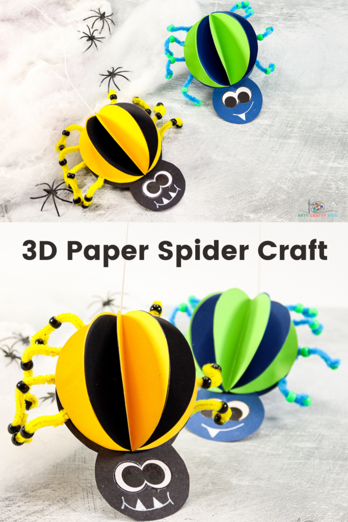 Fun and easy 3D Paper Spider Craft for Kids to Make - the perfect spider craft for preschoolers and young children to make this Halloween.