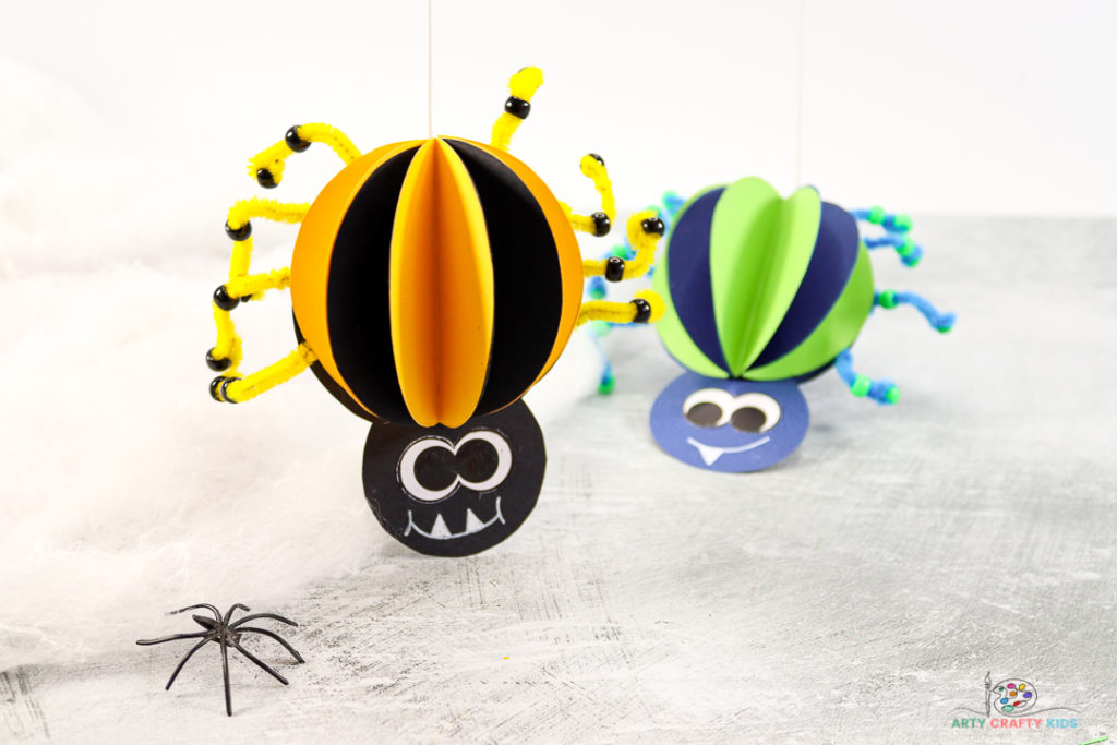 Fun and easy 3D Paper Spider Craft for Kids to Make - the perfect spider craft for preschoolers and young children to make this Halloween.