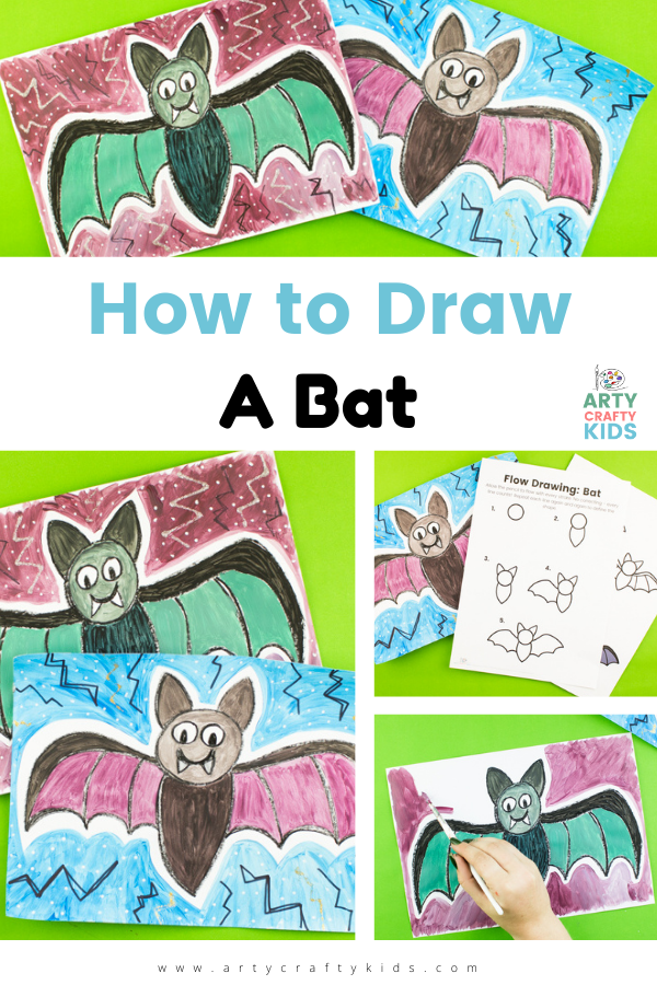 Learn how to draw a bat with our step by step guide. This bat how to draw guide is perfect for kids and beginners who use simple lines to draw a cartoon styled bad. A super easy bat drawing that's perfect for Halloween!