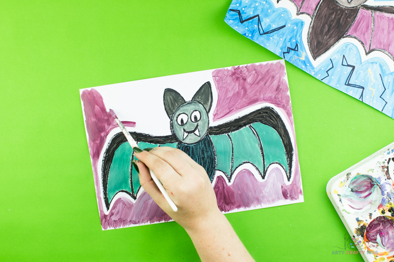 Create a background for the bat to complete the drawing.