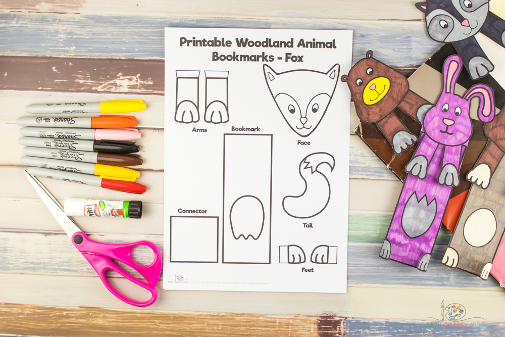 Image showing the Printable Woodland Animal Bookmarks.
