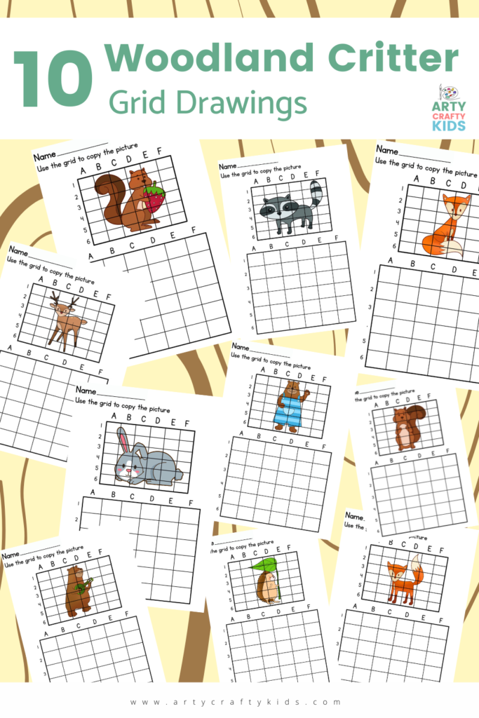 Teach children how to draw woodland animals with our Woodland Animal Grid Drawing Prompts - perfect for beginners and kids!