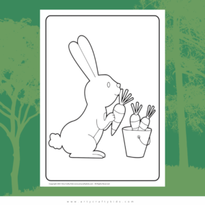 FREE Bunny Collecting Carrots Coloring Page