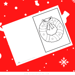 Christmas Card Coloring Page - Wreath