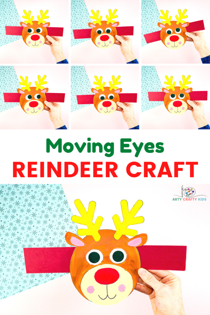 Moving Eyes Reindeer Craft: A fun and interactive Christmas craft for kids. This simple Reindeer Puppet and paper toy is a fantastic craft to support story-telling and your children's favorite Christmas songs.