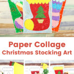 Make Paper Collage Christmas Stocking Art with the kids this Christmas - A super easy and fun Christmas craft that repurposes scrap paper!