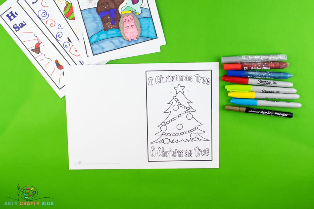 Image showing the printable Christmas Card with a christmas tree design.