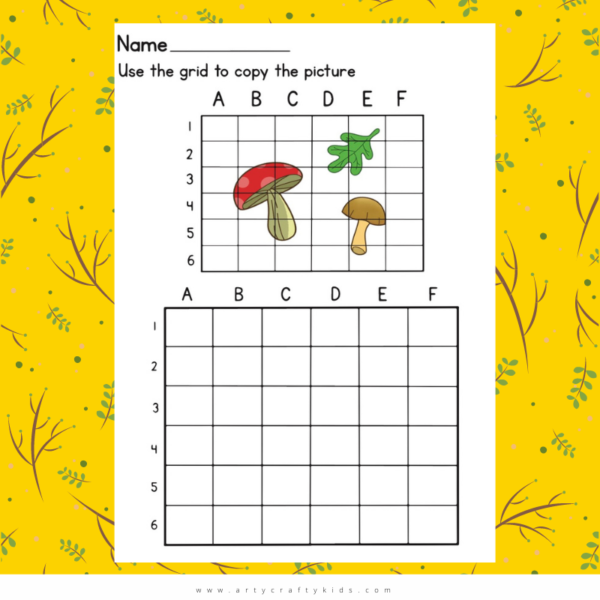 Woodland Nature Grid Drawing