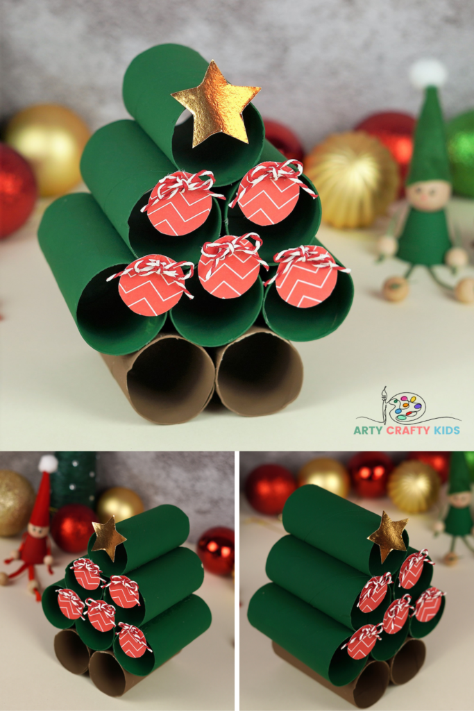 This 3D Paper Roll Christmas Tree craft for kids is fun and easy to make, and would make a great decoration for the Christmas dining table or within a Christmas nativity play scene.