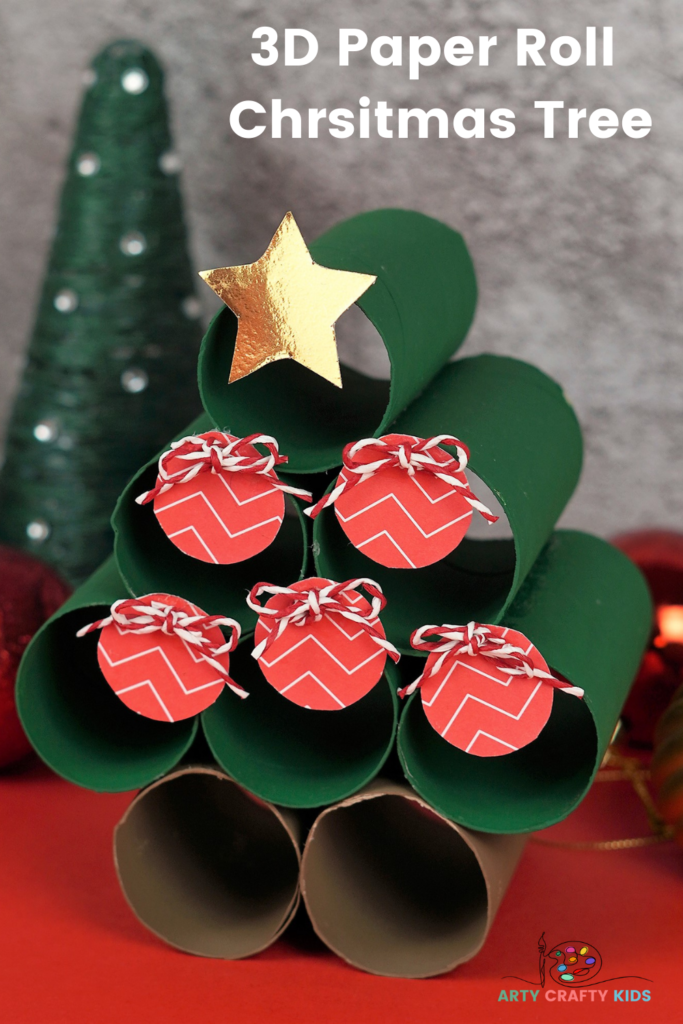 This 3D Paper Roll Christmas Tree craft for kids is fun and easy to make, and would make a great decoration for the Christmas dining table or within a Christmas nativity play scene.