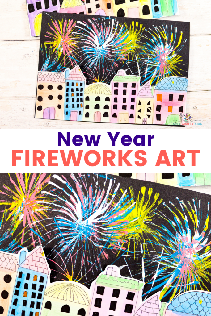 See in the New Year with our New Years Fireworks Art project for kids. A super fun and easy New Years craft that kids will love!