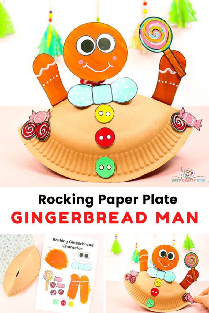 for a fun and easy Gingerbread Man Christmas Craft to try with the kids? Our Rocking Paper Plate Gingerbread Man Craft for kids is fun and easy to make, and Kids will love how the body rocks while his head jiggles! 