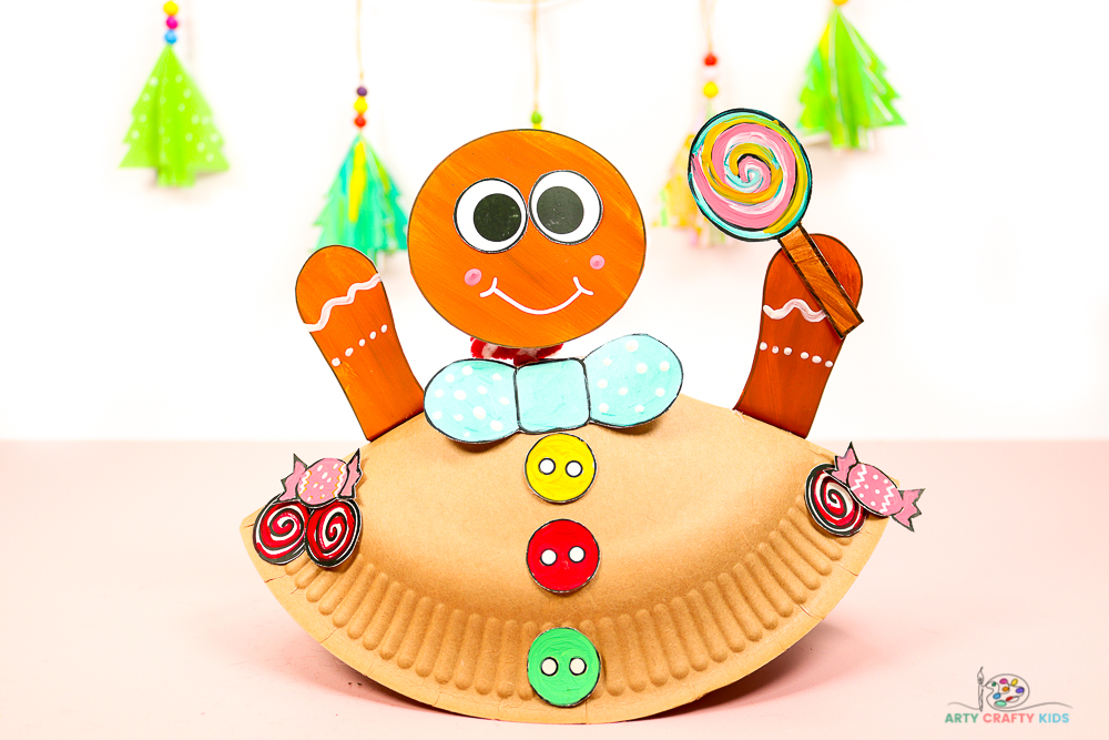 for a fun and easy Gingerbread Man Christmas Craft to try with the kids? Our Rocking Paper Plate Gingerbread Man Craft for kids is fun and easy to make, and Kids will love how the body rocks while his head jiggles! 