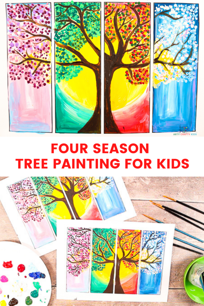 Looking for an easy art project for kids? Children and beginners can create their own beautiful four seasons tree painting with our easy to follow step-by-step tutorial. 

Complete with a choice of two printable tree templates, the tree art project can be simplified or developed to suit children of all ages up to adulthood. Designed with an open-ended approach, this art project is accessible and achievable by all. Most of all, it's an incredibly fun and engaging art project, that will leave artists with a sense of satisfaction.