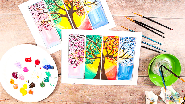 Looking for an easy art project for kids? Children and beginners can create their own beautiful four seasons tree painting with our easy to follow step-by-step tutorial. 

Complete with a choice of two printable tree templates, the tree art project can be simplified or developed to suit children of all ages up to adulthood. Designed with an open-ended approach, this art project is accessible and achievable by all. Most of all, it's an incredibly fun and engaging art project, that will leave artists with a sense of satisfaction.