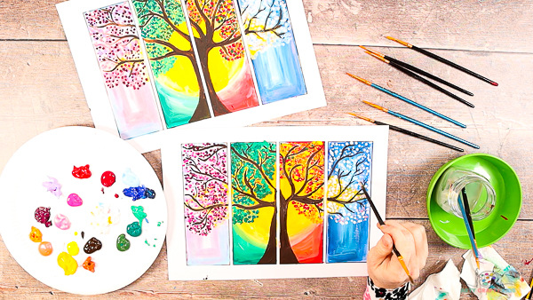 Looking for an easy art project for kids? Children and beginners can create their own beautiful four seasons tree painting with our easy to follow step-by-step tutorial. 

Complete with a choice of two printable tree templates, the tree art project can be simplified or developed to suit children of all ages up to adulthood. Designed with an open-ended approach, this art project is accessible and achievable by all. Most of all, it's an incredibly fun and engaging art project, that will leave artists with a sense of satisfaction.