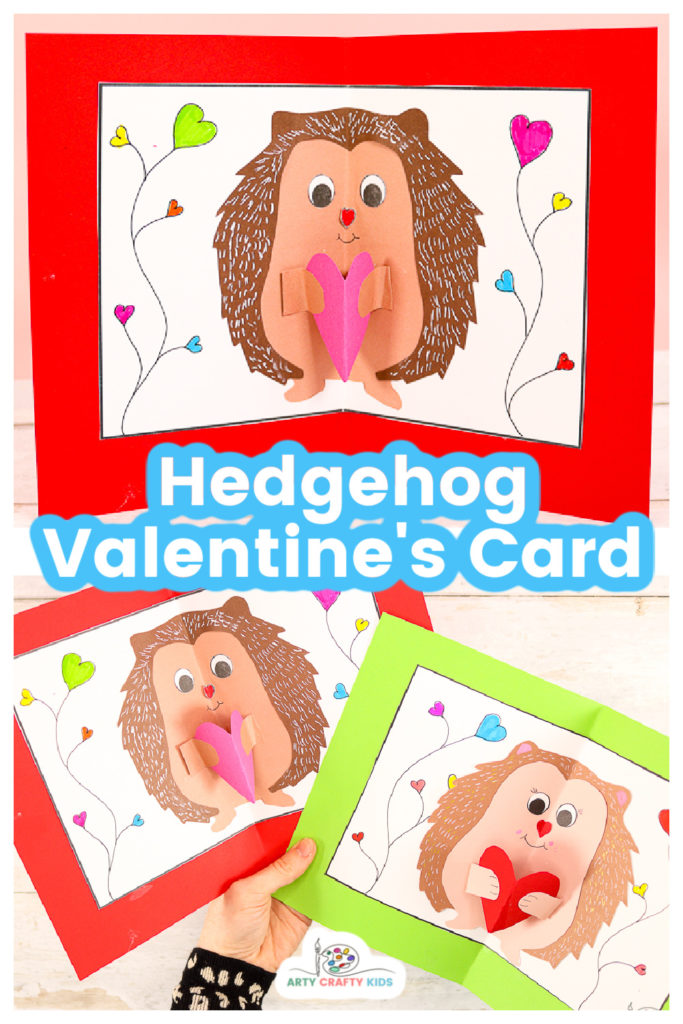 Learn how to make an adorable hedgehog card with a pop up heart with the kids - the perfect craft for celebrating Valentine’s Day. 