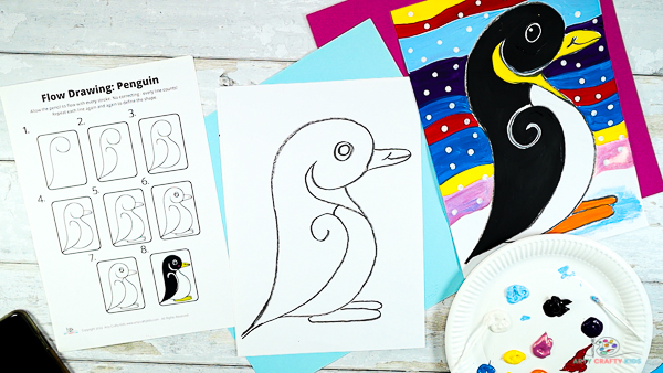 Image showing further detailing to the penguin, including an eye and feet.