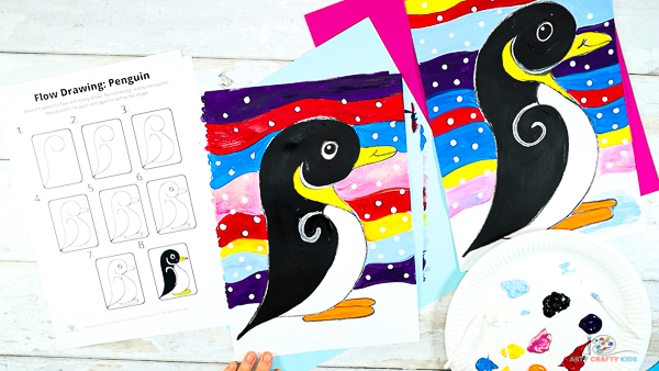 Teach your children how to draw a penguin in just 3 simple lines! This penguin is quick and easy for kids and beginners to master; which can be drawn with flowing, naturally forming lines and shapes. 

A fun and easy winter art project for kids to enjoy.