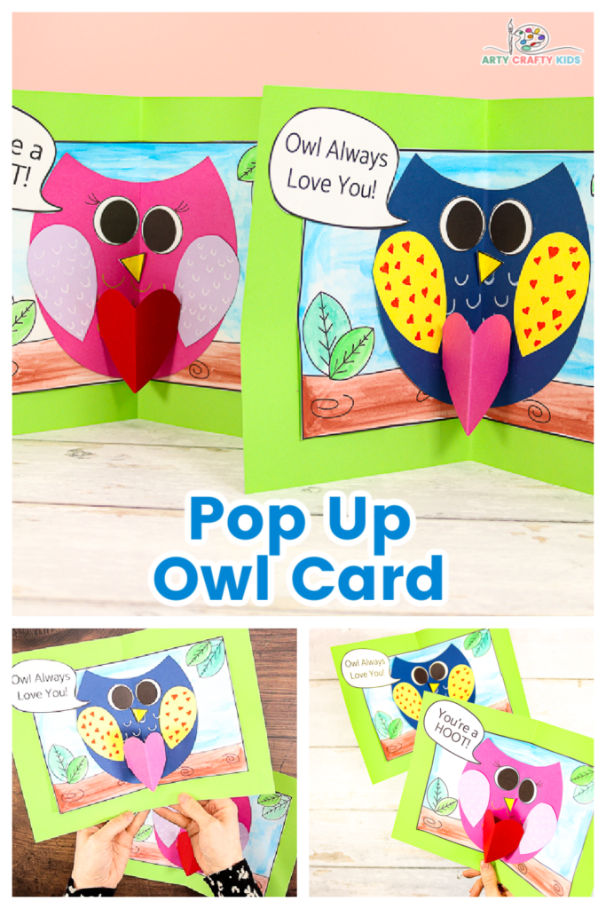 This adorable owl card idea with a pop up heart is the perfect craft for celebrating Valentine’s Day. 

And while we have designed this card with Valentine's Day in mind, it's also a lovely card making craft for Mother's Day, Father's Day and birthday celebrations.