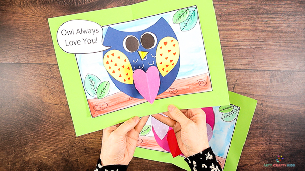 Owl Card with a Pop Up Heart | Card Idea for Valentine's Day