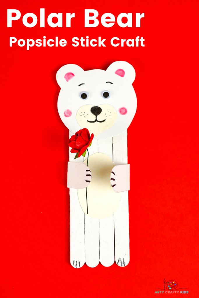 Kids will learn how to make a cute popsicle stick polar bear with our step-by-step tutorial. A super fun and easy winter craft for kids.