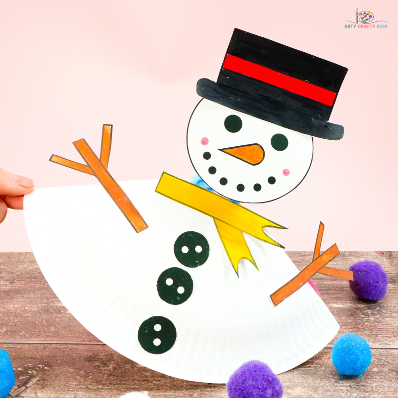 Rocking Paper Plate Snowman - Arty Crafty Kids