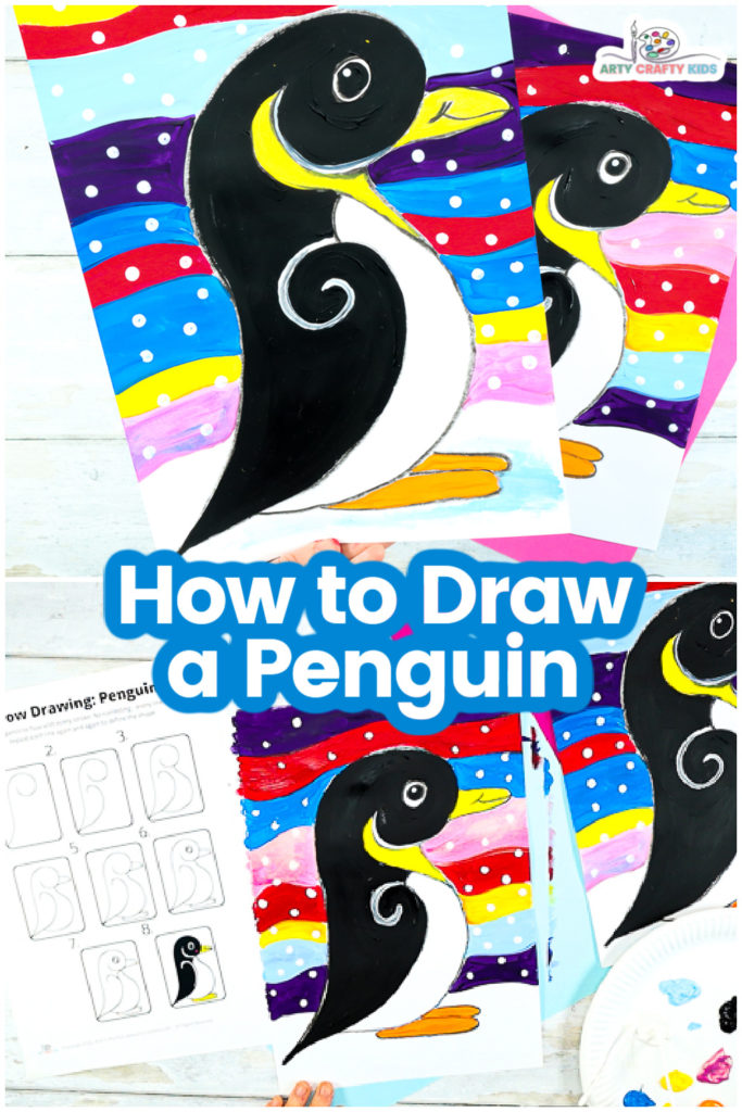 Teach your children how to draw a penguin in just 3 simple lines! This penguin is quick and easy for kids and beginners to master; which can be drawn with flowing, naturally forming lines and shapes. 

A fun and easy winter art project for kids to enjoy.