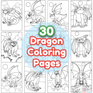30 Dragon Coloring Pages for kids - A collection of fun and unique printable dragon coloring sheets.