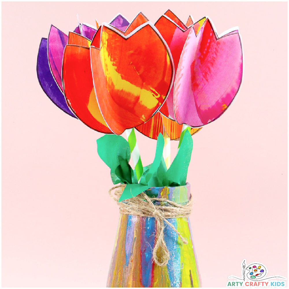 3D Tulip Flower Craft Template Arty Crafty Kids
