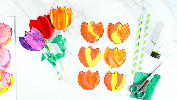 Image showing 6 cut out painted tulips.