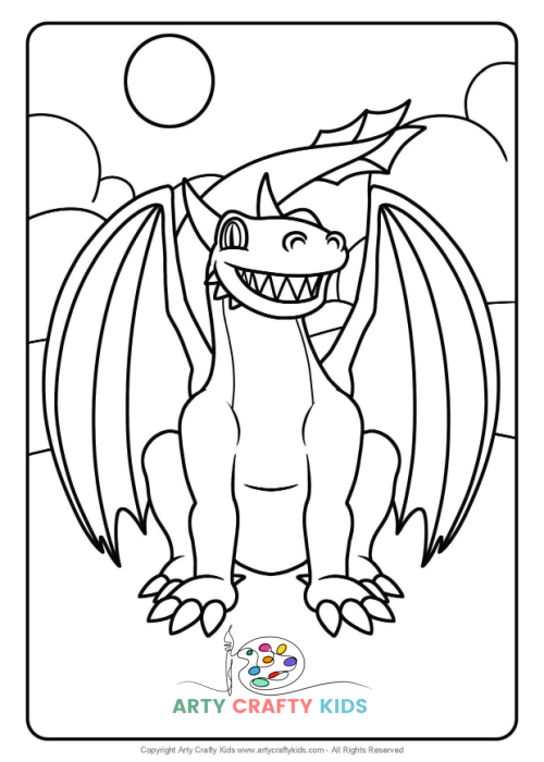 Printable Dragon Coloring Pages featuring fun unique designs in a cartoon style. Inspired by How to Train a Dragon!