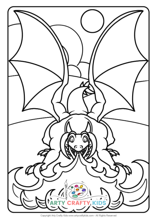 Printable Dragon Coloring Pages featuring fun unique designs in a cartoon style. Inspired by How to Train a Dragon!