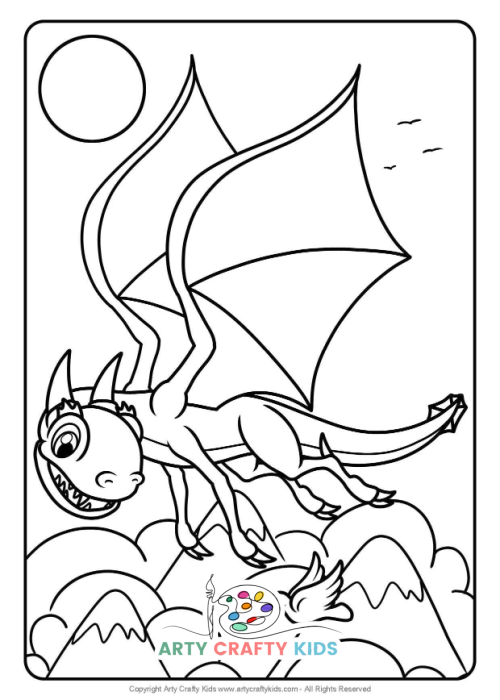 Printable Dragon Coloring Pages featuring fun unique designs in a cartoon style. Inspired by How to Train a Dragon!