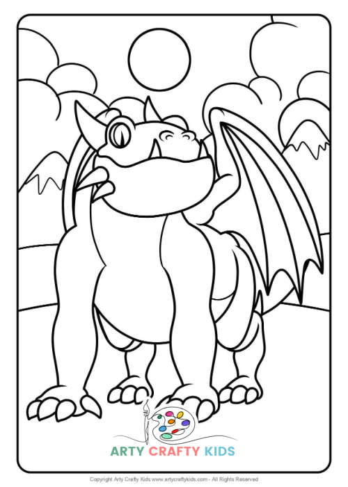 Printable Dragon Coloring Pages featuring fun unique designs in a cartoon style. Inspired by How to Train a Dragon!