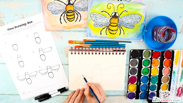 Sketch the bee gently with pencil.