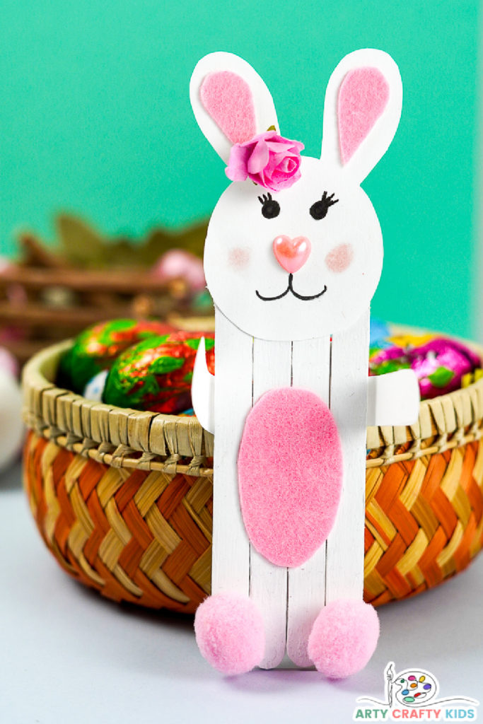 If you're looking for a quick and easy Easter craft for the kids, then we have you covered! This Popsicle stick bunny craft is not only adorable but super fun to make and can be customized by your Arty Crafty Kids!
