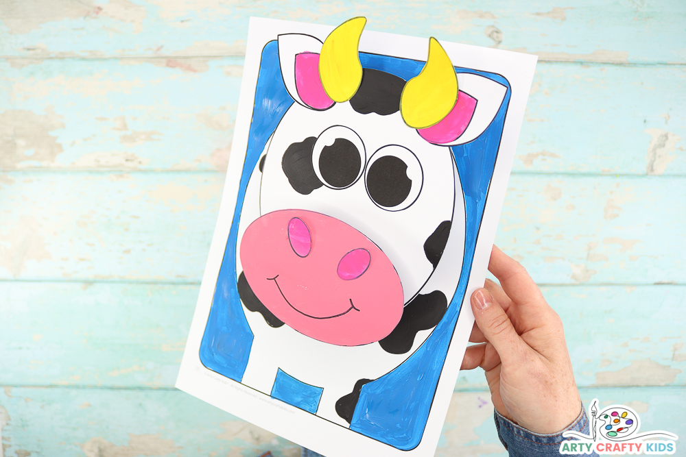 Learn how to make a 3D Paper Cow Craft with one simple paper folding technique!

Our adorable cow paper craft is a fantastic first step into exploring the art of 3D paper crafting and encourages children to think about the use of perspective in their creativity.