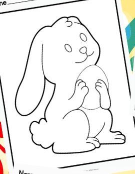 Easter bunny holding an Easter egg