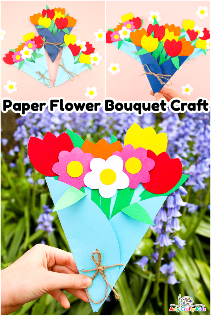 Make all of your favorite Spring flowers and bundle them up into one gorgeous Paper Flower Bouquet Craft! 

his lovely flower craft for kids' to make is the perfect gift to say "I love you" and/or "thank you" on Mother's Day, Valentine's Day, Birthday's and every other celebratory moment. I'm sure teacher's would also love to receive this beautiful gift at the end of term.