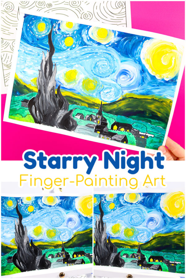 Starry Night Finger-Painting Art | Van Gogh Inspired Art - Arty Crafty Kids