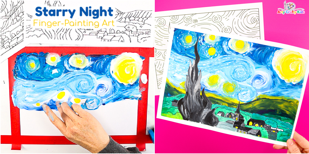 Starry Night Finger-Painting Art | Van Gogh Inspired Art - Arty Crafty Kids