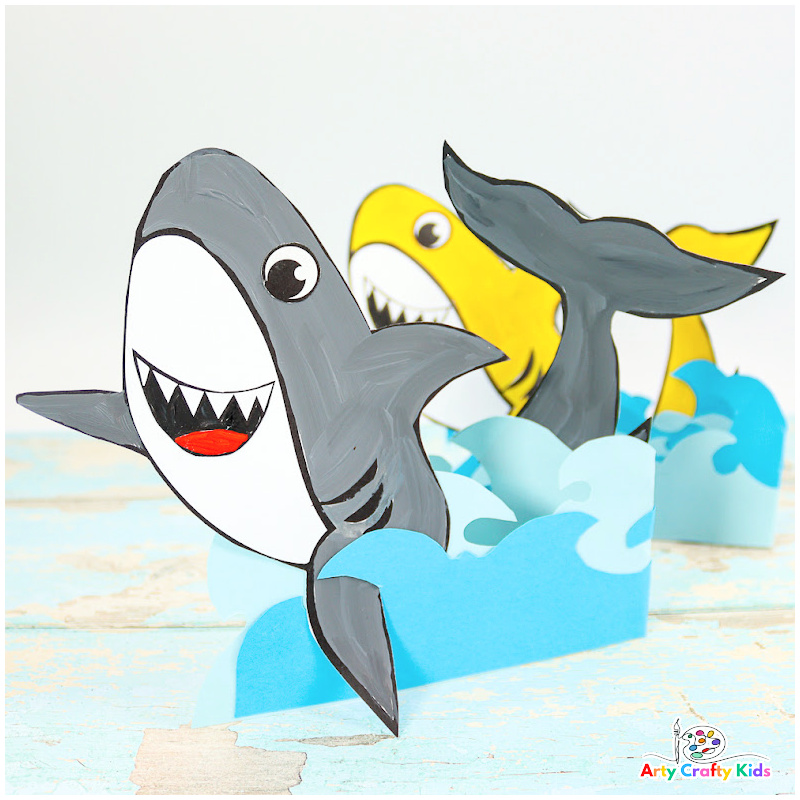 3D Standing Paper Shark Craft for Kids