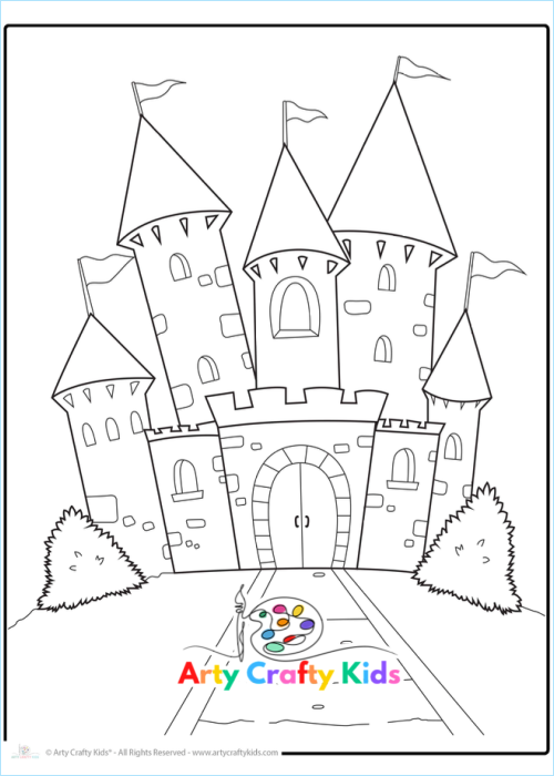 A princess castle for children to color and make it their own.