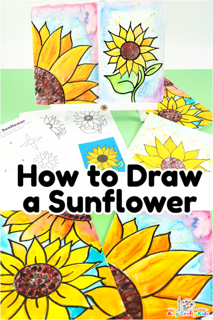 Learn how to draw a sunflower with our easy to follow step by step guide - complete with a printable how to download and sunflower to color. 

This tutorial will teach kids and beginners how to draw and paint their sunflowers with acrylic and watercolor paint.