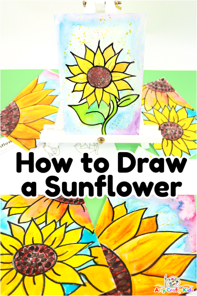 Learn how to draw a sunflower with our easy to follow step by step guide - complete with a printable how to download and sunflower to color. 

This tutorial will teach kids and beginners how to draw and paint their sunflowers with acrylic and watercolor paint.