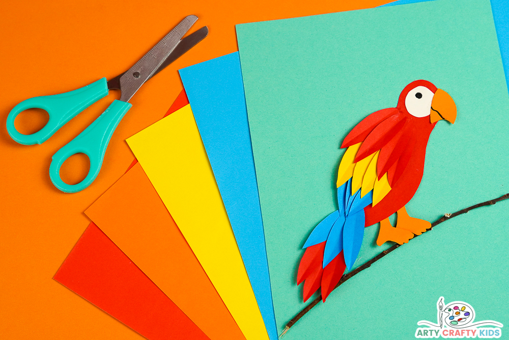 This easy paper parrot craft is perfect for kids who are learning about birds.

It's a great way to teach them about different colors and shapes, and they'll have fun folding, cutting, and sticking the paper to make their own parrot.